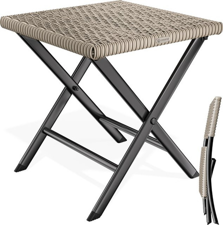 CASARIA Polyrattan Klapphocker Beige wetterfest B/T/H: 43 x 40 x 44 cm