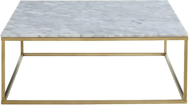 Couchtisch Aretha von Vente-unique in Weiß und Gold mit Marmorplatte und Metallgestell, rechteckig, Breite: 90 cm - Bild 1