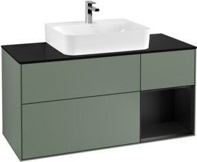 V&B Waschtischunterschrank Finion mit Wandbeleuchtung, Breite: 120 cm, Tiefe: 50,1 cm, Höhe: 50,1 cm, lackiert in Platinbraun - Bild 1