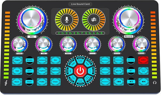 TOMTOP JMS Live-Soundkarte Audio-Mixer für Desktop-Aufnahmen mit Bluetooth und 3-Gang-Rauschunterdrückung, Typ-C, schwarz - Bild 1
