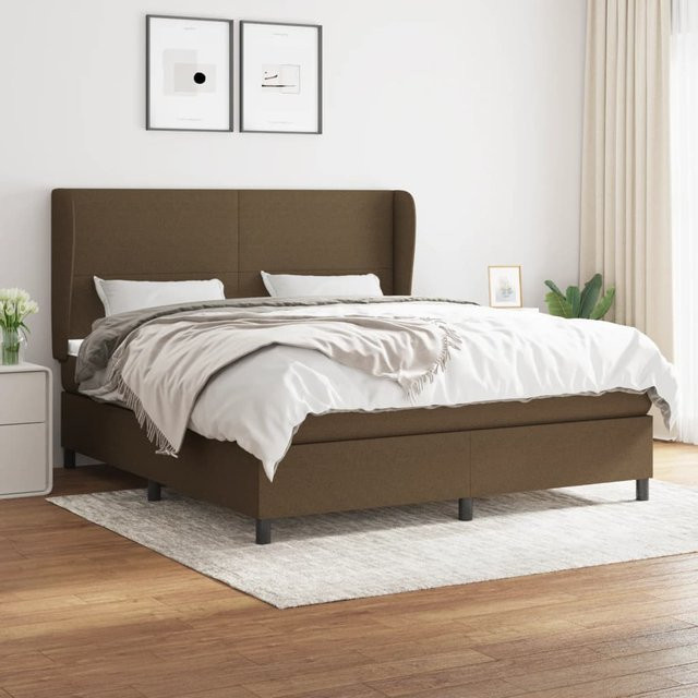 vidaXL Boxspringbett mit Matratze und Kopfteil, Braun, Stoff, B/T/H: 180 x 200 cm - Bild 3