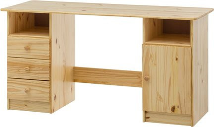 Möbilia Schreibtisch aus Massivholz Kiefer in Beige, B/L/H: 144 x 54 x 73 cm - Bild 1