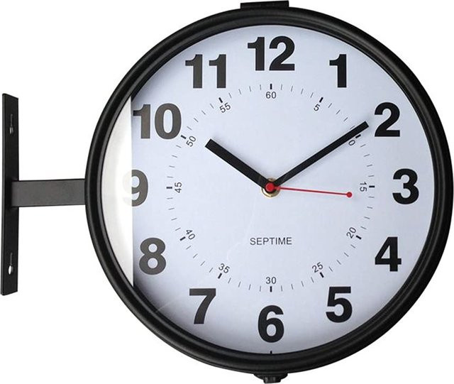 SISBRLR Doppelseitige Wanduhr im Retro-Stil, Schwarz, Analog und Geräuschlos - Bild 1