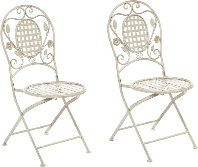Beliani Gartenstuhl Retro in Weiß aus Eisen mit floralem Design, B/T/H: 52 x 43 x 93 cm - Bild 1
