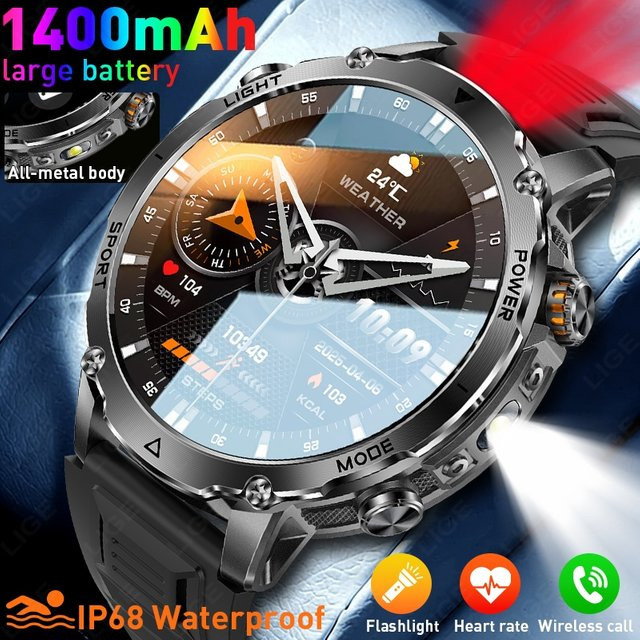 LIGE Smartwatch, Schwarz, Silikon, Unisex, wasserdicht - Bild 1