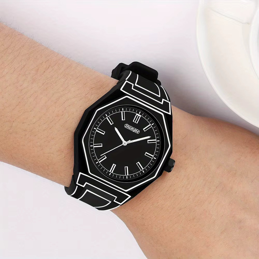 DSIMPLE Armbanduhr Quarz, Silikonarmband, Schwarz, Herren, Datum - Bild 2
