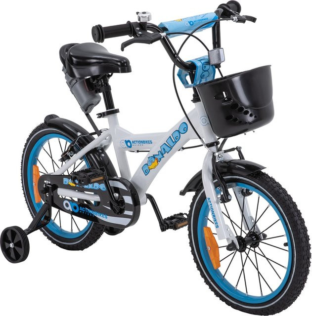 Actionbikes Kinderfahrrad Donaldo, 16 Zoll, V-Brake-Bremsen, höhenverstellbar, Stützräder, Korb - Bild 1