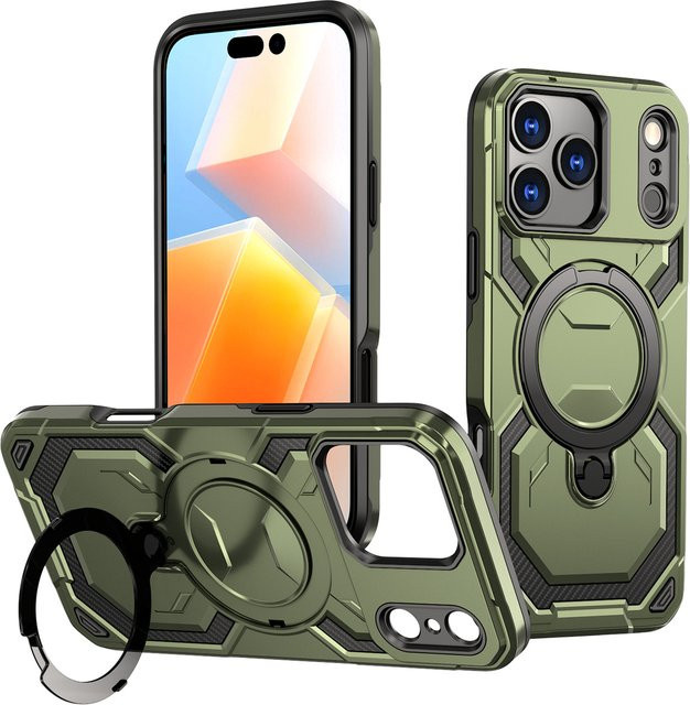 MagSafe Magnetische Handyhülle mit 360 Grad drehbarem Ständer für iPhone Modelle in Grün - Bild 1