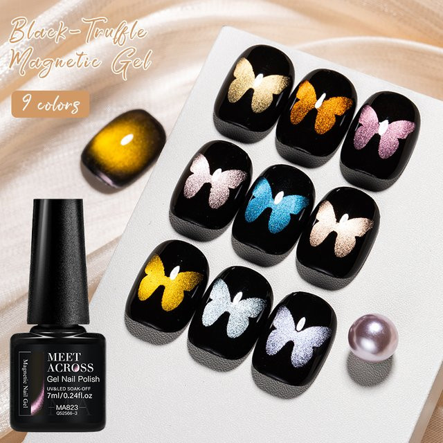 MEET ACROSS Auroras Cat Magnetischer Gel-Nagellack, 7 ml, lila wasserblau, Chrom, glitzernd - Bild 1