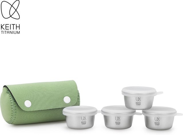 KEITH 4-teiliges Medizinflaschen-Set aus Titan in Weiß, wasserdichte Aufbewahrungsbox mit Tasche für Outdoor und Reisen - Bild 1