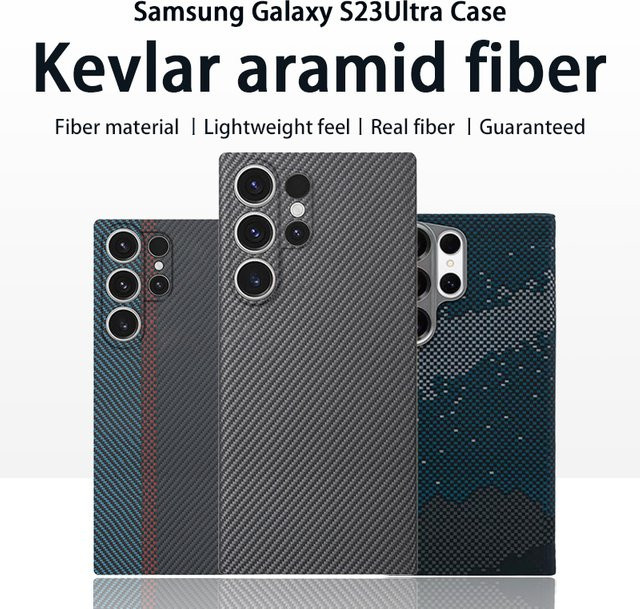 Magnetische Aramid-Carbonfaser Handyhülle für Samsung Galaxy S23 Ultra und S23+ in Schwarz mit MagSafe Kompatibilität - Bild 1