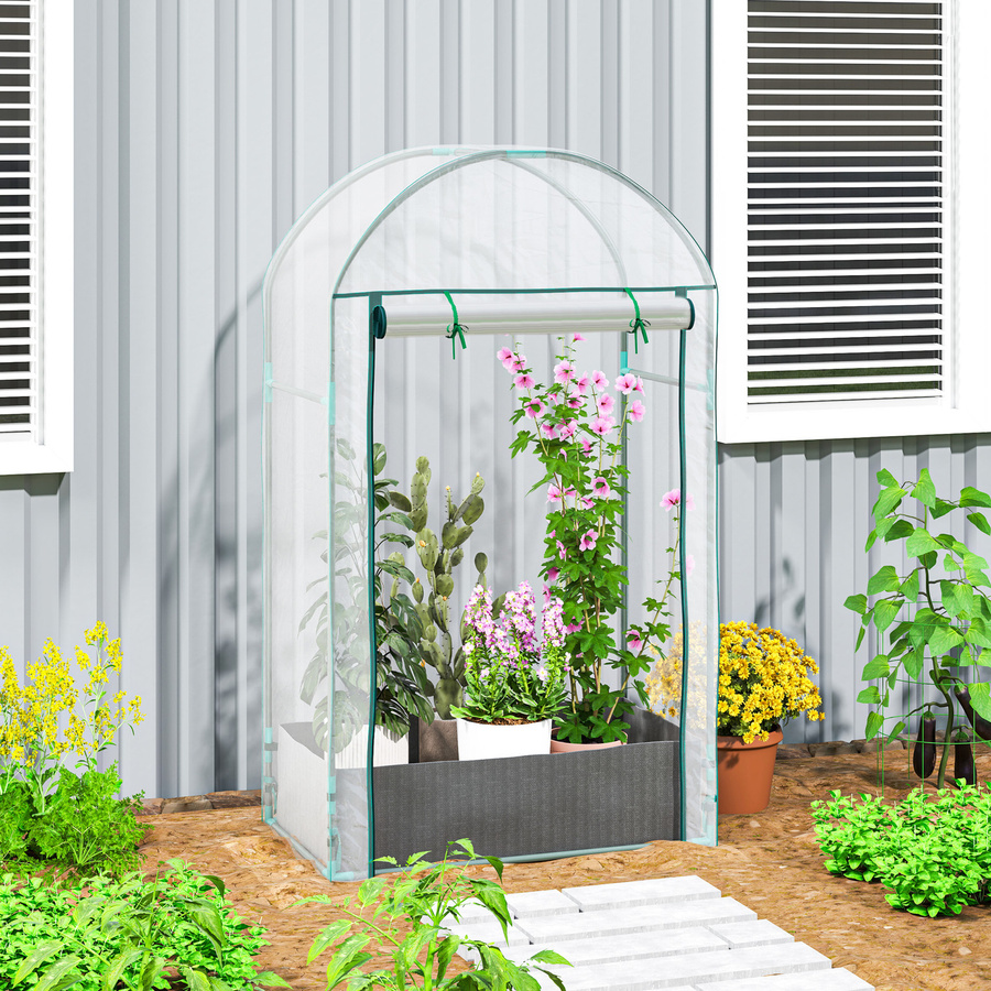Outsunny Garten-Gewächshaus mit Stahlrahmen und transparenter PVC-Abdeckung, inklusive Pflanzsack, B/T/H: 89 x 50 x 152 cm - Bild 2