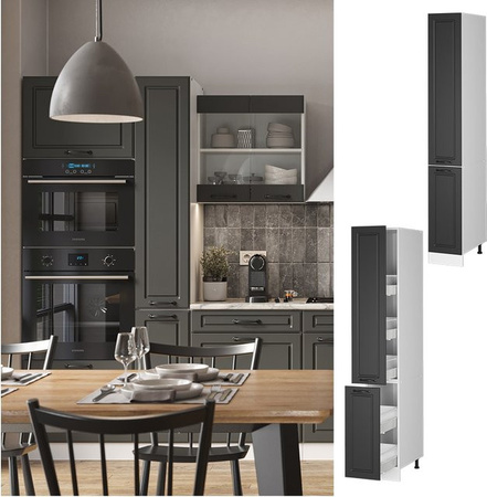Vicco Apothekerhochschrank R-Line Küchenschrank im Landhausstil, Weiß/Anthrazit, Breite: 30 cm