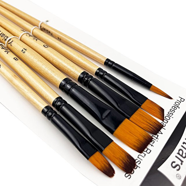 6er Set professionelle Künstlerpinsel in Multicolour für Aquarell, Öl, Acryl und Nagelkunst - Bild 1