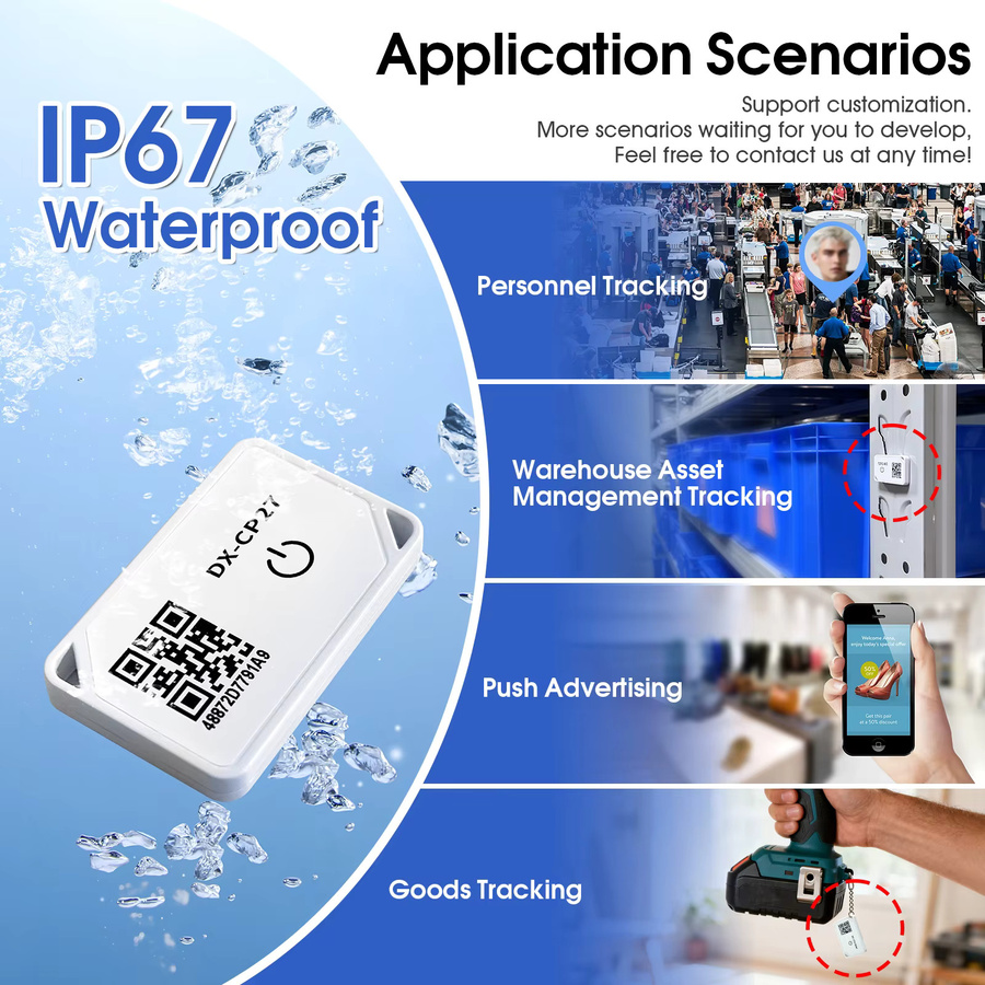 DX-IOT Wireless Eddystone iBeacon Bluetooth Tracker DA14531 BLE 5.1 Mini-Tag in Weiß mit IP67 Wasserdichtigkeit - Bild 3