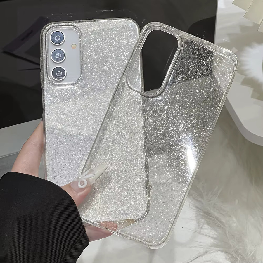 Stoßfeste Silikon Handyhülle mit Glitter für Samsung Galaxy A56 5G, A55, A54, A16, A15, A36, A35, A26, A25, A24, A12, A06, A05s in Transparent - Bild 2