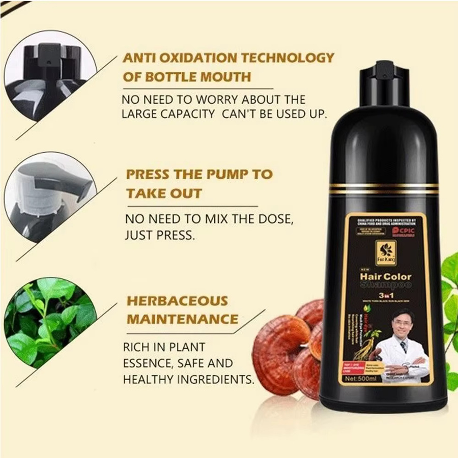 REAROYA Shampoo, schwarze Farbe, permanent, mit natürlichen Pflanzen - Bild 5