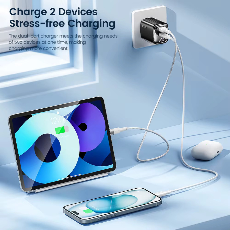 Toocki 33W USB-C Ladegerät mit digitaler Anzeige und PD Schnellladefunktion für iPhone, iPad, Samsung und Xiaomi - Bild 2