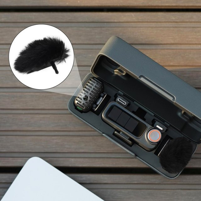 2er-Pack Mikrofon-Windschutz Deadcat und Schaumstoff für DJI MIC 2 in Schwarz - Bild 1