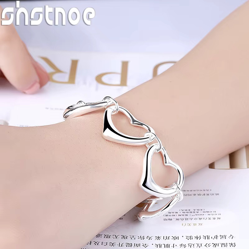 Armband 925 Silber, Herz-Paar, Damen - Bild 2