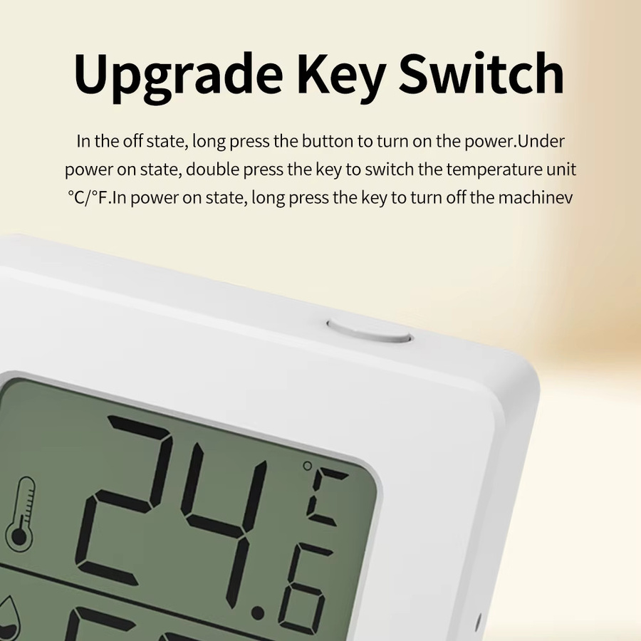 Aideepen KD31M Mini-Temperatur- und Luftfeuchtigkeitsmessgerät in Weiß mit umschaltbaren Temperatureinheiten, Magnet und Klebeband - Bild 2