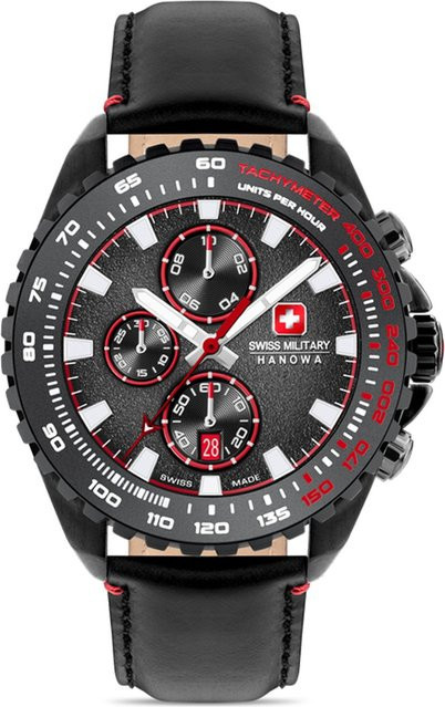 Swiss Military Hanowa Chronograph, Edelstahl, Leder, 45 mm, Herren - Bild 1