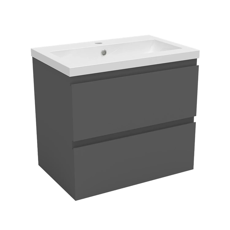 AICA Badmöbel Set Aalst: 2-teiliges Waschtisch-Set mit Mineralguss-Waschbecken und Unterschrank in Anthrazit Matt mit Softclose, Breite: 60 cm - Bild 2