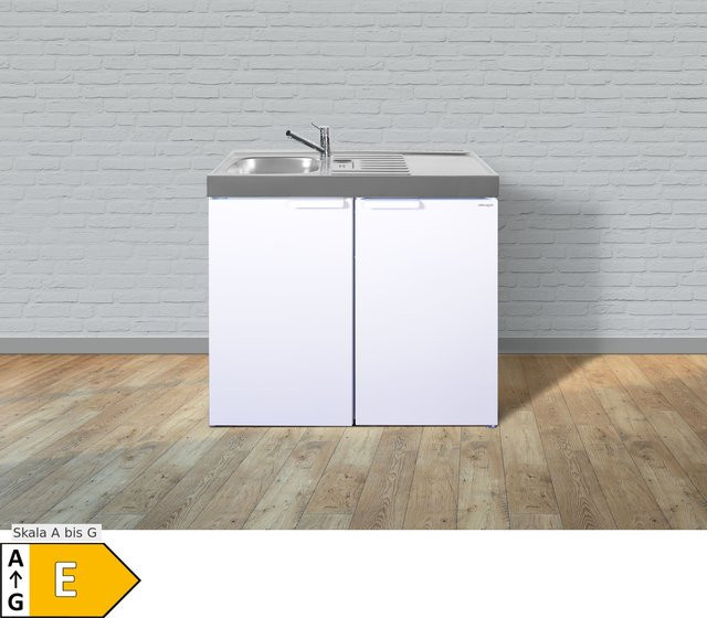 Stengel Küchen Kitchenline MK 100 Küchenzeile in Weiß mit Becken links und ohne Kochfeld rechts - Bild 1