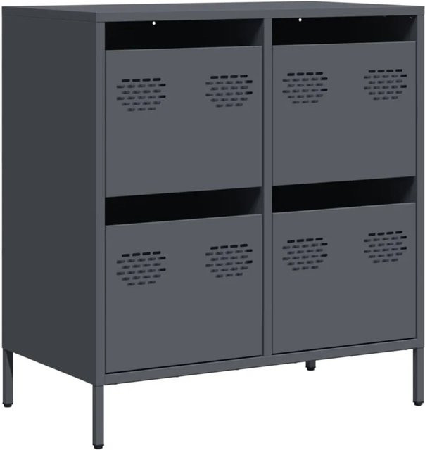 vidaXL Sideboard aus kaltgewalztem Stahl in Anthrazit matt, B/T/H: 68 x 39 x 73,5 cm - Bild 1
