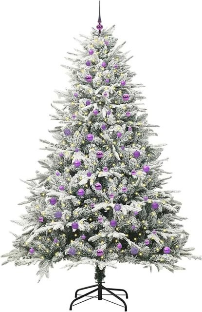 vidaXL Künstlicher Weihnachtsbaum Grün mit Vorbeleuchtung und Kugelset - Bild 1