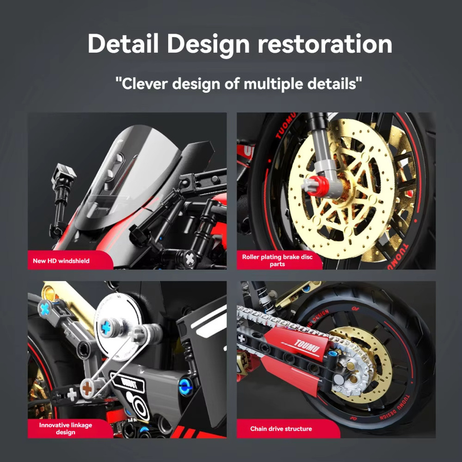 HUATEC Rennmotorrad-Modell, technischer Baustein, 426 Teile - Bild 3