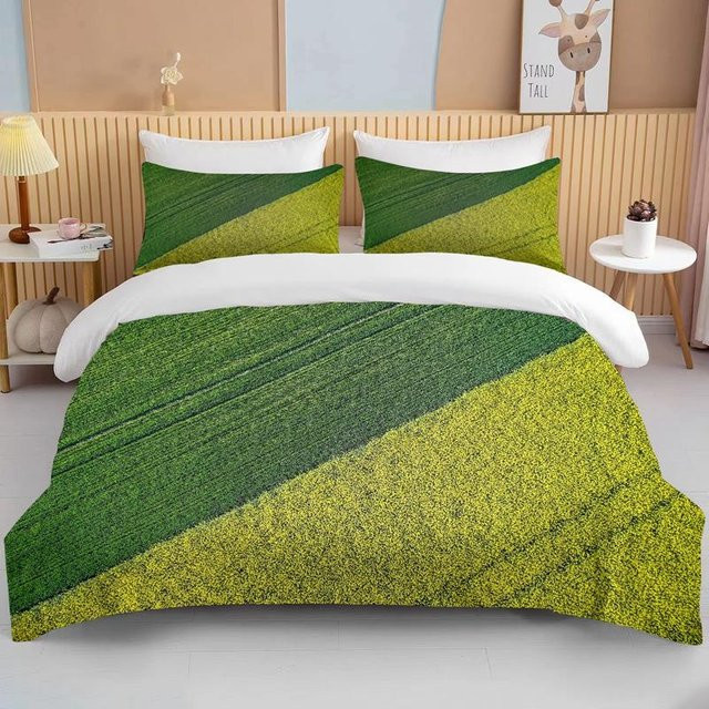 Wiese der Natur 3-teiliges Bettwäsche-Set aus Mikrofaser in Grün, B/H: 135 x 200 cm - Bild 1