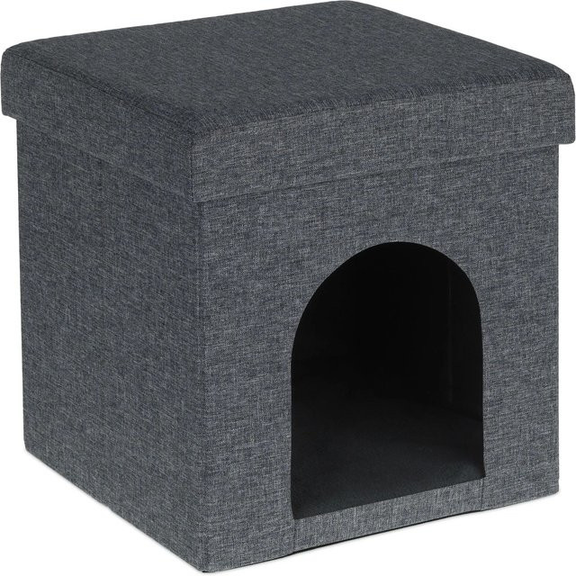 Relaxdays Katzenhöhle aus MDF und Polyester in Grau, faltbar, B/T/H: 38,5 x 37 x 37 cm - Bild 1