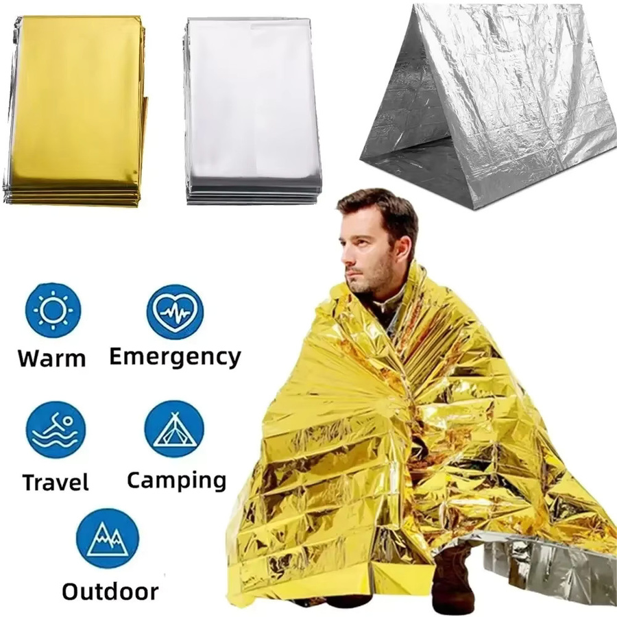 KKJoy Notfall-Folien-Thermodecke Silber, Wasserdicht und Winddicht für Outdoor, Camping und Erste Hilfe - Bild 2