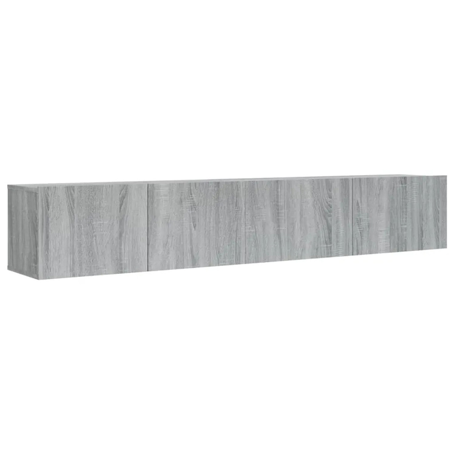 vidaXL 2-tlg. TV-Schrank-Set modern, Grau, Holzwerkstoff, Wandmontage, B/T/H: 100 x 30 x 30 cm und 80 x 30 x 30 cm - Bild 2