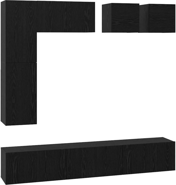 vidaXL TV-Schrankset 8-teilig modern in Schwarz und Eichen-Optik aus Holzwerkstoff - Bild 1