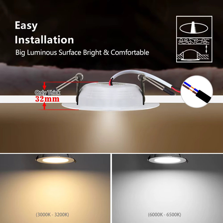 10er Set LED Deckenstrahler Rund in Weiß als Einbau Downlight für Innenbeleuchtung AC 220 V - Bild 4