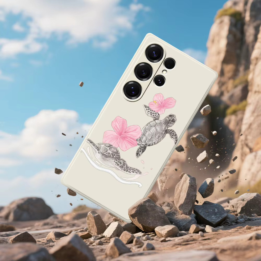 Silikon Handyhülle mit Schildkröte und Blumen für Samsung Galaxy S21 S22 S23 S24 S25 Ultra Plus 5G S20 FE S10 Plus S21 FE S23FE S24FE - Bild 2