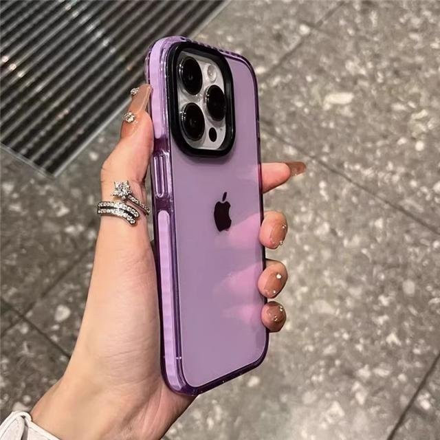 Yiran Luxuriöse Transparente Handyhülle mit Farbrahmen für iPhone 16 Pro Max bis iPhone 11 Pro Max, Farbe: Purple - Bild 1