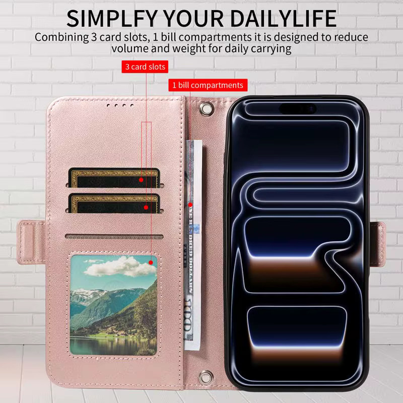 Lederne Flip-Wallet-Hülle für Samsung Galaxy A-Serie in Beige - Bild 2