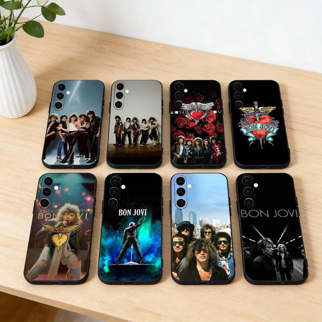 B-Bon Jovi Band Handyhülle für Samsung Galaxy A20, A21s, A22, A31, A32, A52, A53, A72, A73, A80, A91 in Schwarz - Bild 1