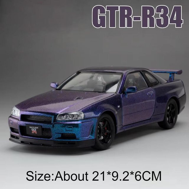 Linyi toy car Gtr-R34 Modellauto, 1:24 Skala, Metall, Pull-Back, ab 14 Jahren - Bild 1