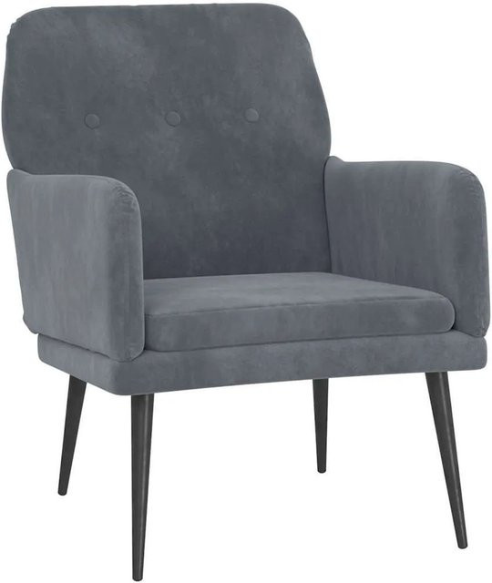 vidaXL Sessel Dunkelgrau aus Samt mit Metallrahmen B/T/H: 62 x 79 x 79 cm - Bild 1