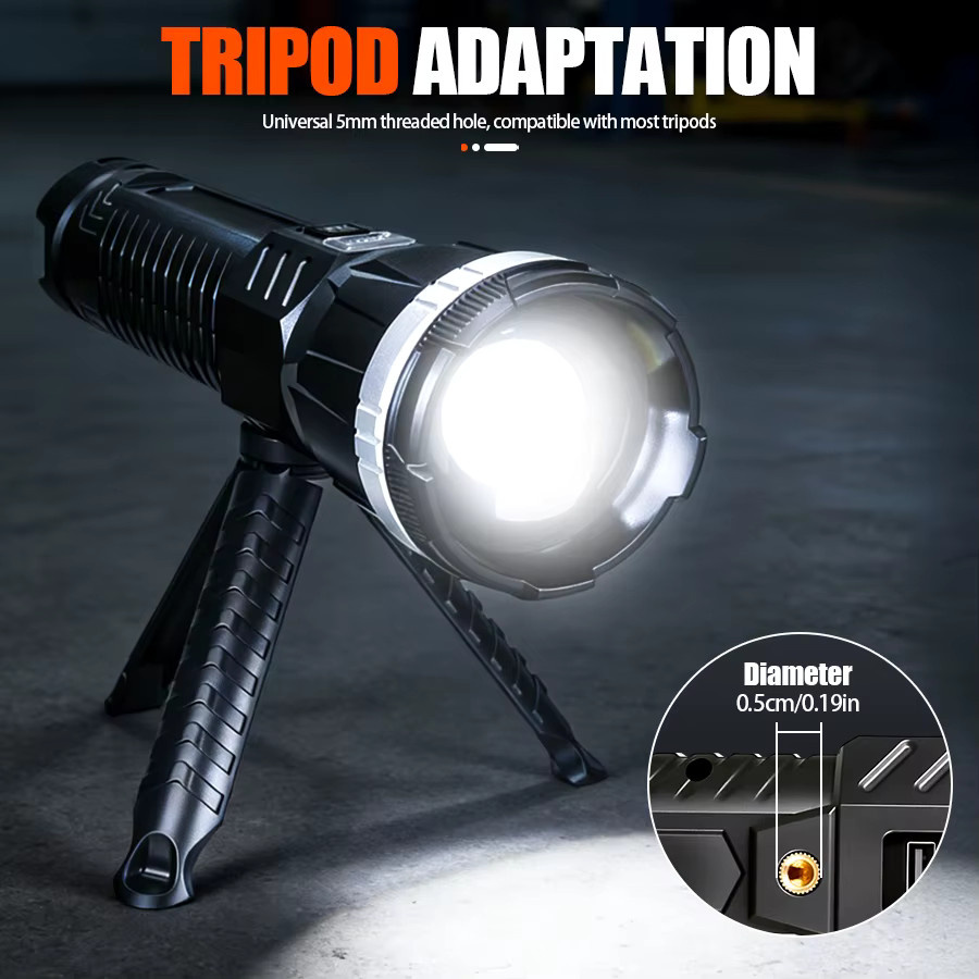 KDULIT LED COB Taschenlampe mit USB-Wiederaufladung und Rücklicht in Schwarz - Bild 5