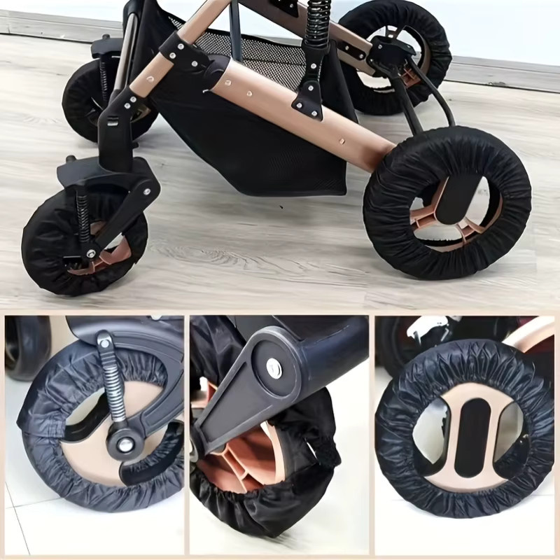 4-teiliges Staubschutz-Set für Kinderwagen aus Polyester in Schwarz - Bild 4
