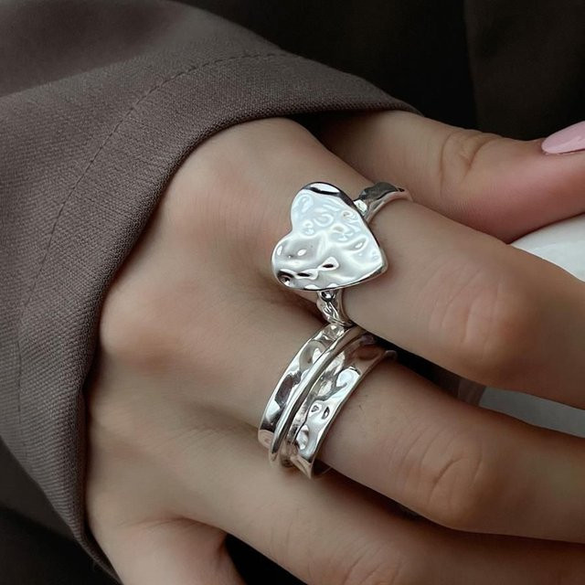 PANJBJ Offener Fingerring, 925 Silber, Herz, Damen - Bild 1