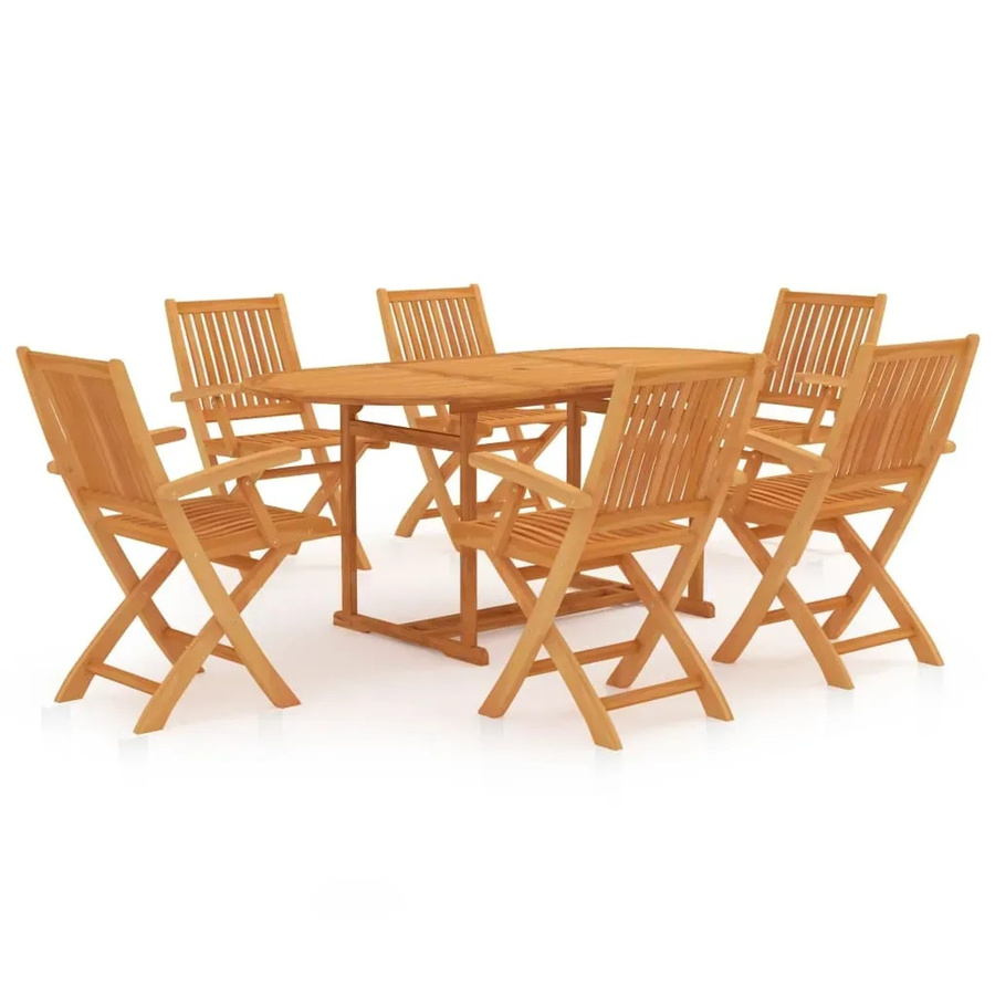 vidaXL 7-teilige Garten-Essgruppe aus Massivholz Teak in Braun - Bild 2