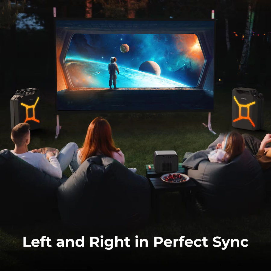 ULTIMEA Go Tragbarer Party-Lautsprecher mit 300W, Kabelloser PartyBox in Schwarz mit Bass-Boost, RGB-Licht, TWS Stereo, Auracast sowie Mikrofon- und Gitarreneingang - Bild 2