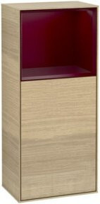 V&B Finion Seitenschrank Eiche Veneer Braun mit LED-Beleuchtung und Glasfachboden, B/T/H: 41,8 x 41,8 x 93,6 cm - Bild 1