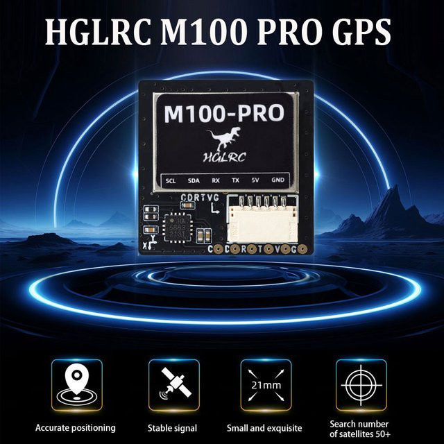 HGLRC M100 PRO GPS-Modul mit QMC5883L Kompass und B101 Protokoll der 10. Generation in Schwarz für FPV Racing und Freestyle Drohnen - Bild 1